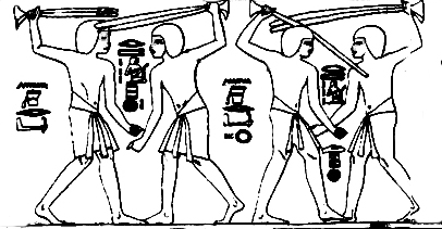 Immagine geroglifica della danza maschile con il bastone - Tomba di Kheruef